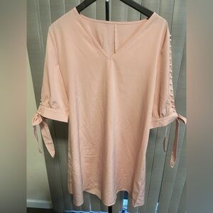 Elegant Pink V-Neck Blouse